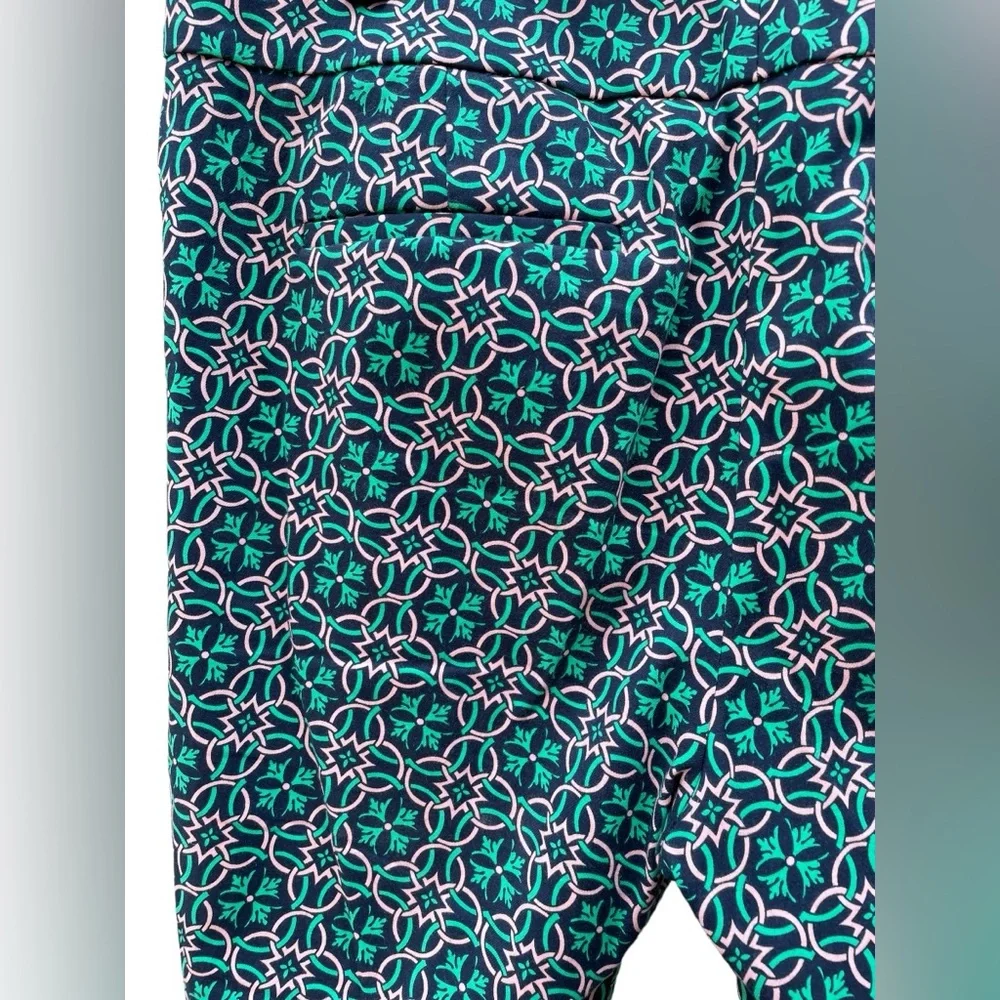 J.‎ Crew Navy Blue Green Print Pattern Straight Leg Pants